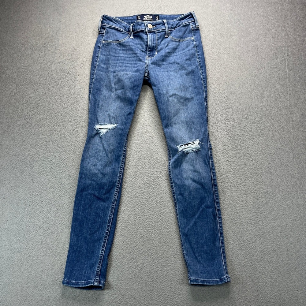 Hollister Low-Rise Jean Legging Womens 5S W27 L26 Blue Distressed Stretch Denim